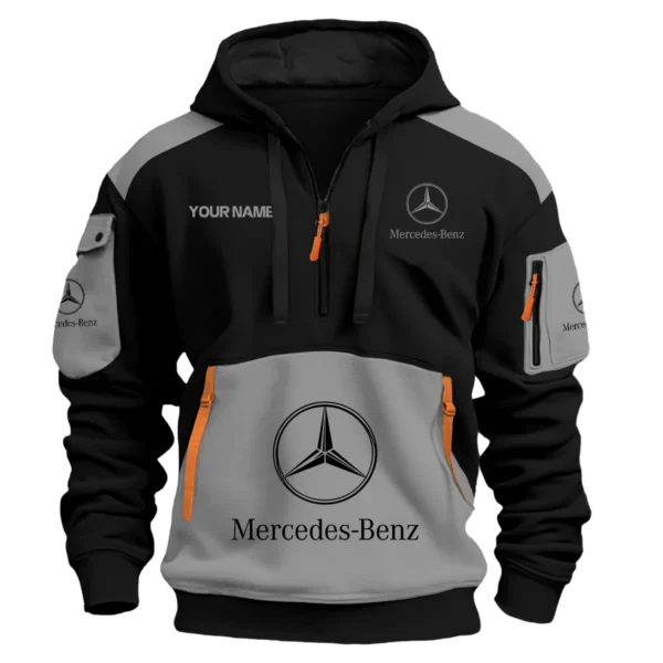 Mercedes-Benz Car Exclusive Logo Hoodie Half Zipper QTCAR180605A2MER - Gray