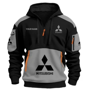 Mitsubishi Car Exclusive Logo Hoodie Half Zipper QTCAR180605A2MIT - Gray