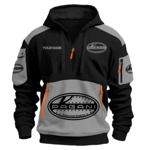 Pagani Car Exclusive Logo Hoodie Half Zipper QTCAR180605A2PAG - Gray