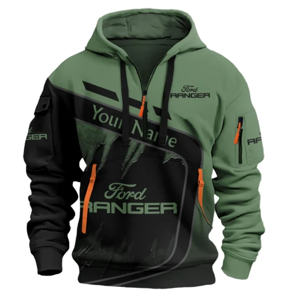 Ford Ranger Ute Exclusive Logo Hoodie Half Zipper QTVA170625UTE01FR - Green