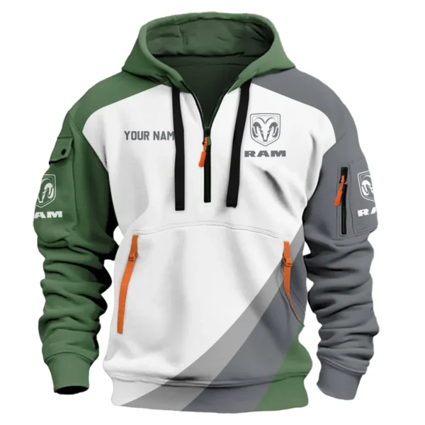 RAM Trucks Ute Exclusive Logo Hoodie Half Zipper QTVA180625UTE02RAM - Green - Image 2