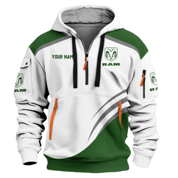 RAM Trucks Ute Exclusive Logo Hoodie Half Zipper QTVA190625UTE03RAM - Green - Image 2