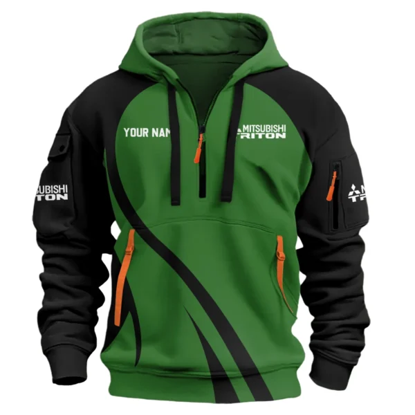 Mitsubishi Triton Ute Exclusive Logo Hoodie Half Zipper QTVA210625UTE04MT - Green - Image 2