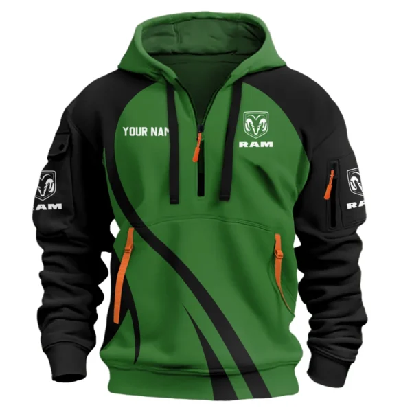 RAM Trucks Ute Exclusive Logo Hoodie Half Zipper QTVA210625UTE04RAM - Green - Image 2