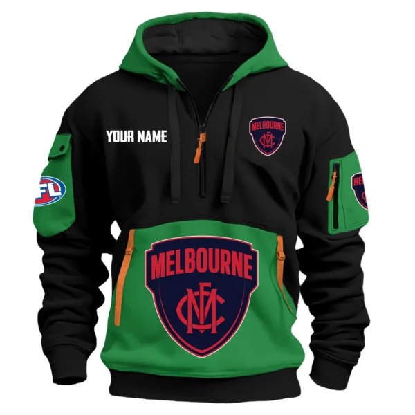 Melbourne Demons Australian Football League Exclusive Logo Hoodie Half Zipper HOAFL0090525A01MELB - Green