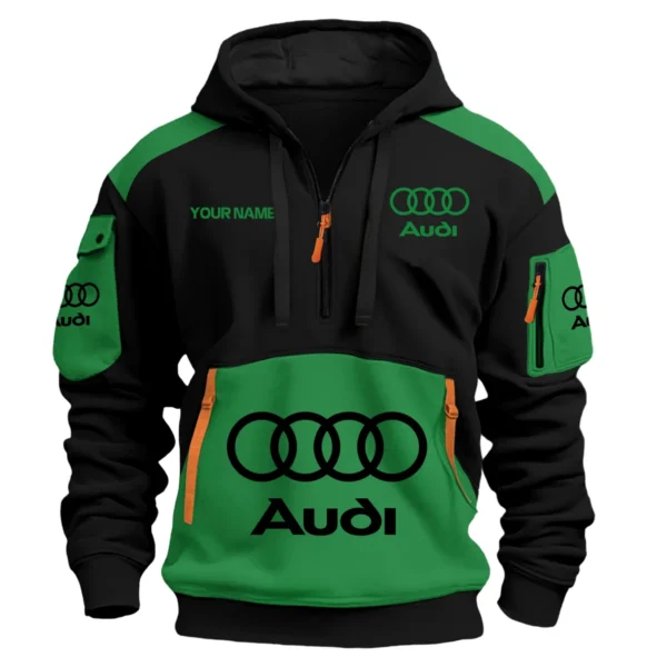 Audi Car Exclusive Logo Hoodie Half Zipper QTCAR180605A2AUD - Green