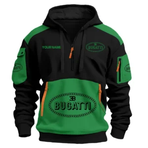 Bugatti Car Exclusive Logo Hoodie Half Zipper QTCAR180605A2BUG - Green