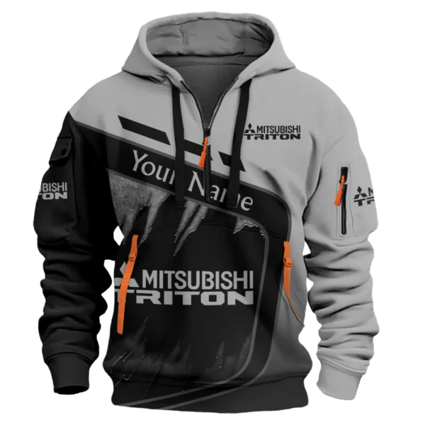 Mitsubishi Triton Ute Exclusive Logo Hoodie Half Zipper QTVA170625UTE01MT - Gray