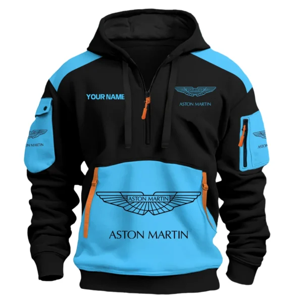 Aston Martin Car Exclusive Logo Hoodie Half Zipper QTCAR180605A2AMR - Light Blue