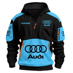 Audi Car Exclusive Logo Hoodie Half Zipper QTCAR180605A2AUD - Light Blue