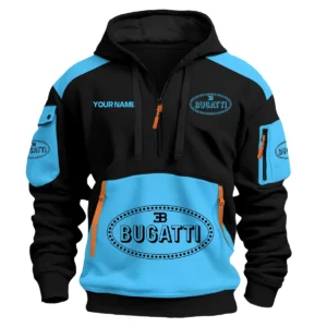 Bugatti Car Exclusive Logo Hoodie Half Zipper QTCAR180605A2BUG - Light Blue