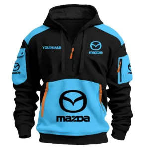 Mazda Car Exclusive Logo Hoodie Half Zipper QTCAR180605A2MAZ - Light Blue