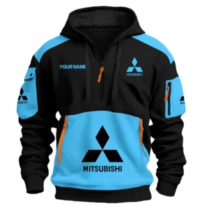 Mitsubishi Car Exclusive Logo Hoodie Half Zipper QTCAR180605A2MIT - Light Blue