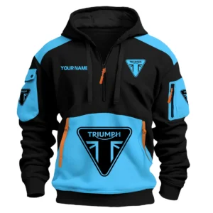 Triumph Motorcycles  Exclusive Logo Hoodie Half Zipper QTMT160525A3TRI - Light Blue