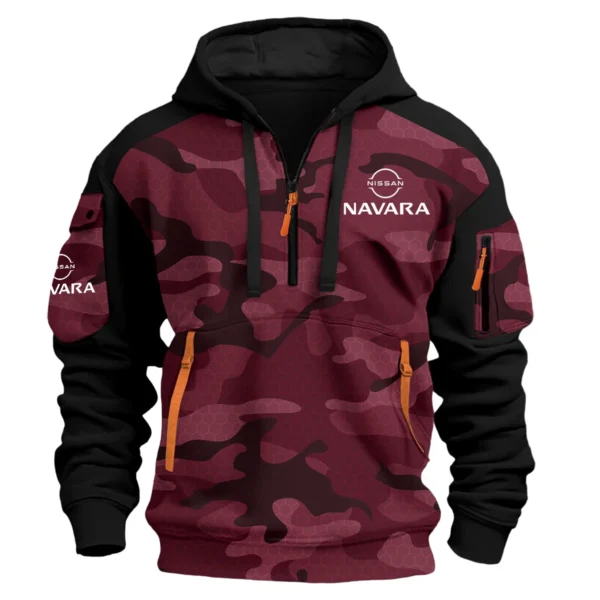 Nissan Navara Exclusive Logo Hoodie Half Zipper Ute QTUT280525A1NNA - Marron
