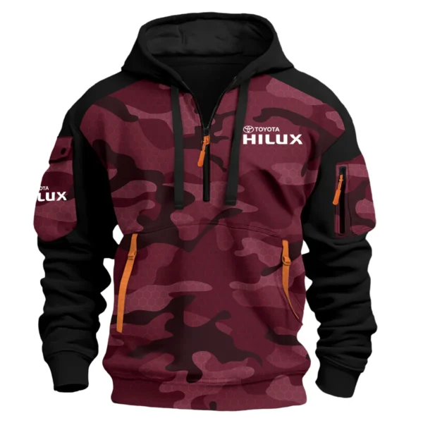 Toyota Hilux Exclusive Logo Hoodie Half Zipper Ute QTUT280525A1TH - Marron