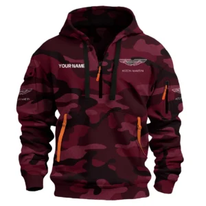 Aston Martin Exclusive Logo Hoodie Half Zipper Car QTCAR180605A1AMR - Maroon