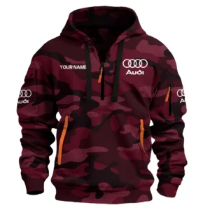 Audi Exclusive Logo Hoodie Half Zipper Car QTCAR180605A1AUD - Maroon