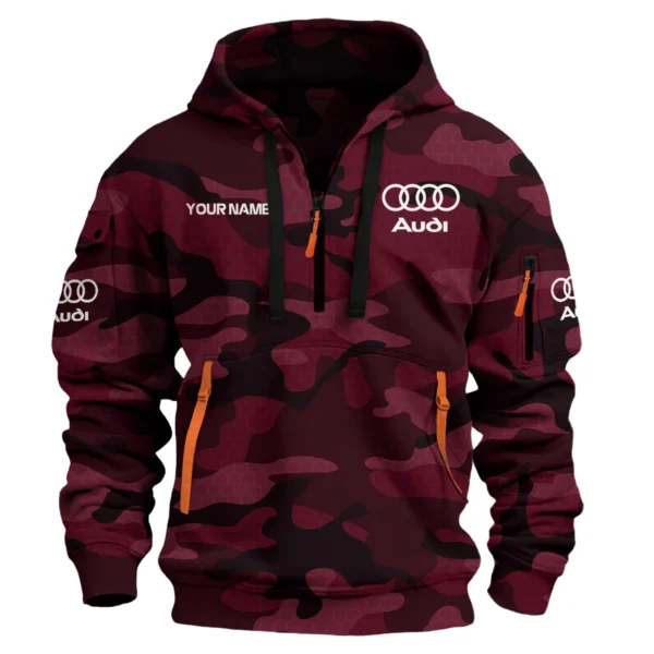 Audi Exclusive Logo Hoodie Half Zipper Car QTCAR180605A1AUD - Maroon