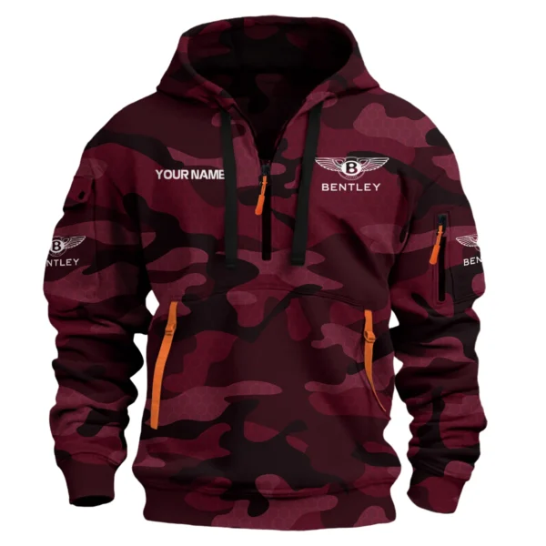 Bentley Exclusive Logo Hoodie Half Zipper Car QTCAR180605A1BEN - Maroon
