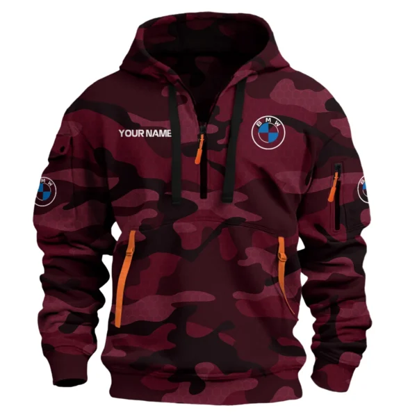 BMW Exclusive Logo Hoodie Half Zipper Car QTCAR180605A1BMW - Maroon