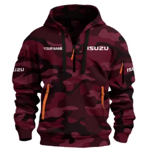 Isuzu Exclusive Logo Hoodie Half Zipper Car QTCAR180605A1ISU - Maroon