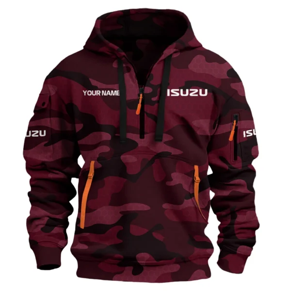 Isuzu Exclusive Logo Hoodie Half Zipper Car QTCAR180605A1ISU - Maroon