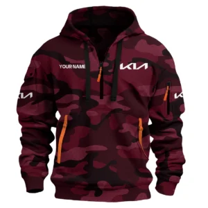Kia Exclusive Logo Hoodie Half Zipper Car QTCAR180605A1KIA - Maroon