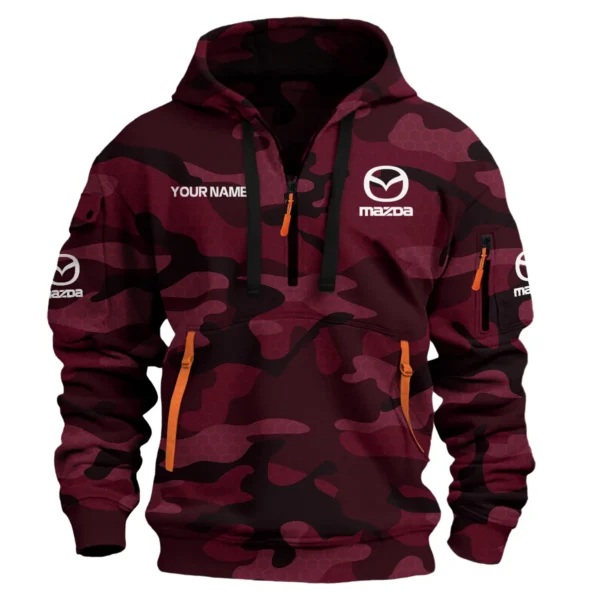 Mazda Exclusive Logo Hoodie Half Zipper Car QTCAR180605A1MAZ - Maroon
