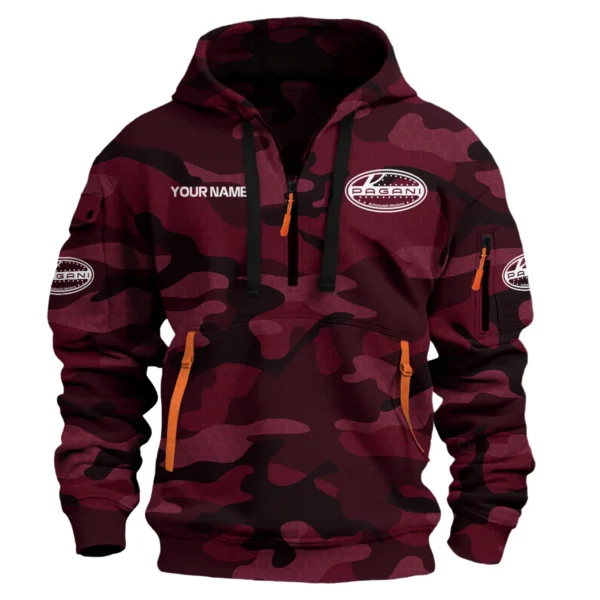 Pagani Exclusive Logo Hoodie Half Zipper Car QTCAR180605A1PAG - Maroon