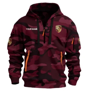Porsche Exclusive Logo Hoodie Half Zipper Car QTCAR180605A1POR - Maroon