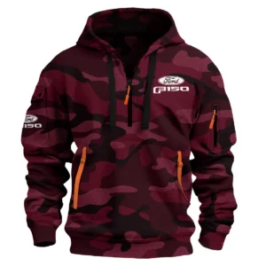 Ford F-150 Exclusive Logo Hoodie Half Zipper QTUT160525A1F150 - Maroon