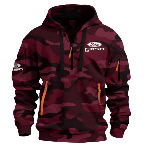 Ford F-150 Exclusive Logo Hoodie Half Zipper QTUT160525A1F150 - Maroon