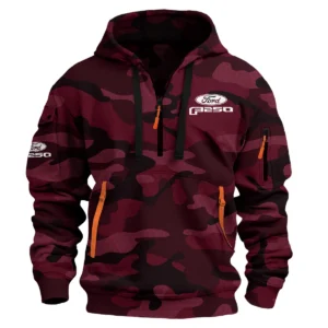 Ford F-250 Exclusive Logo Hoodie Half Zipper QTUT160525A1F250 - Maroon
