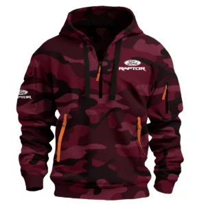 Ford Raptor Exclusive Logo Hoodie Half Zipper QTUT160525A1FRA - Maroon