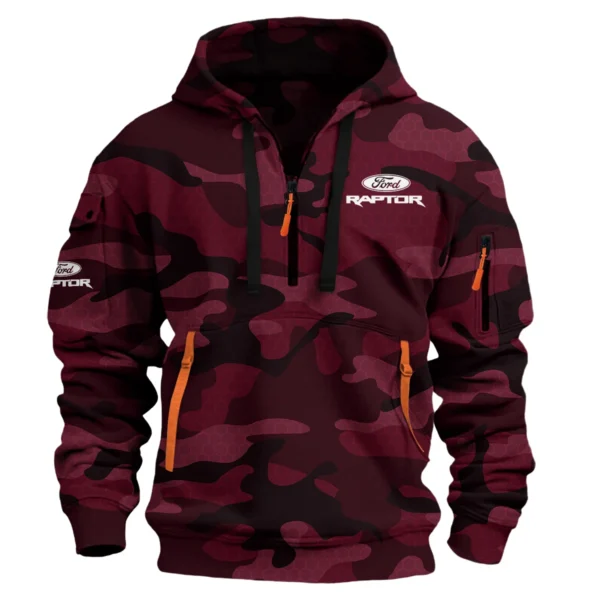Ford Raptor Exclusive Logo Hoodie Half Zipper QTUT160525A1FRA - Maroon