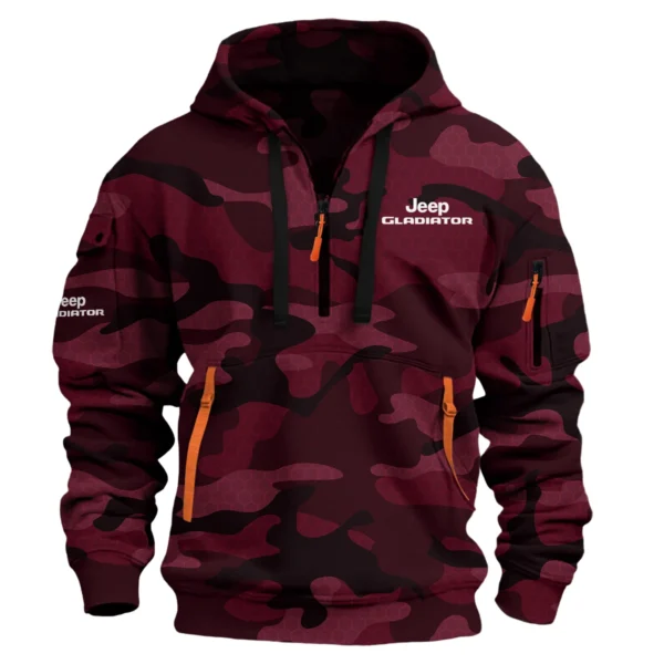 Jeep Gladiator Exclusive Logo Hoodie Half Zipper QTUT160525A1JGL - Maroon