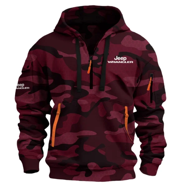 Jeep Wrangler Exclusive Logo Hoodie Half Zipper QTUT160525A1JWR - Maroon