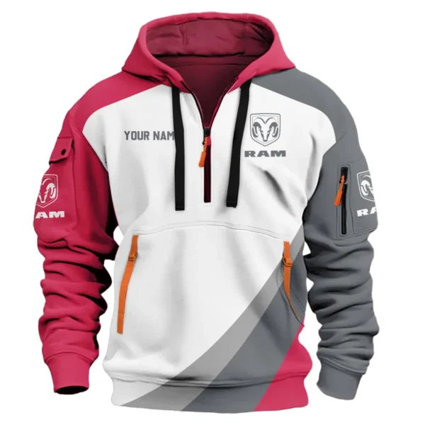 RAM Trucks Ute Exclusive Logo Hoodie Half Zipper QTVA180625UTE02RAM - Maroon - Image 2