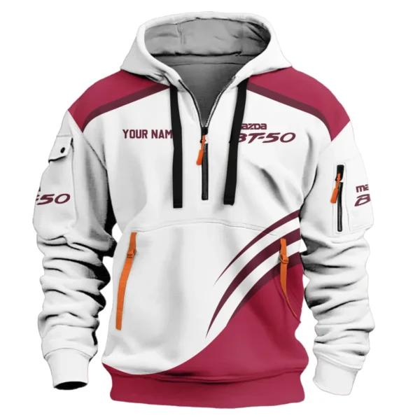 Mazda BT-50 Ute Exclusive Logo Hoodie Half Zipper QTVA190625UTE03MBT - Maroon - Image 2