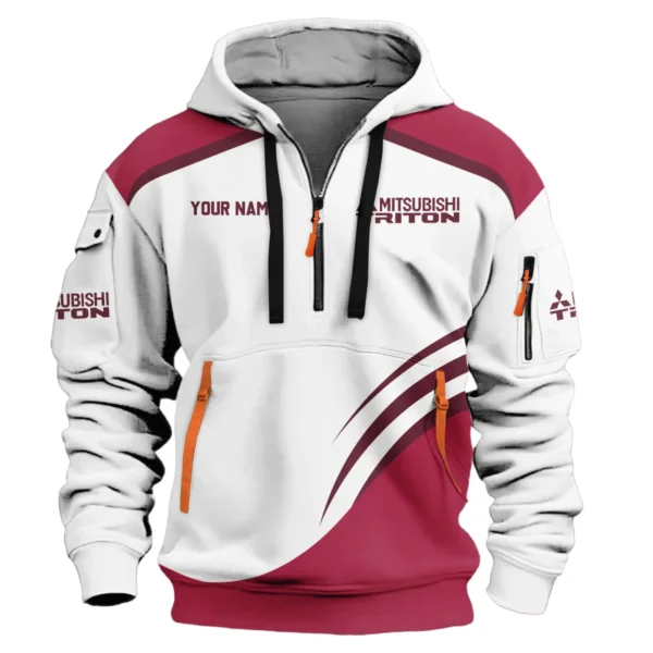 Mitsubishi Triton Ute Exclusive Logo Hoodie Half Zipper QTVA190625UTE03MT - Maroon - Image 2
