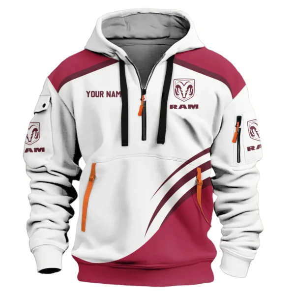 RAM Trucks Ute Exclusive Logo Hoodie Half Zipper QTVA190625UTE03RAM - Maroon - Image 2
