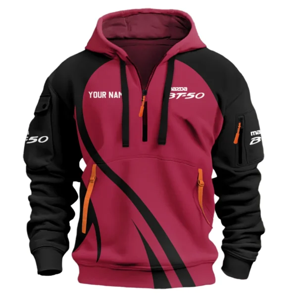 Mazda BT-50 Ute Exclusive Logo Hoodie Half Zipper QTVA210625UTE04MBT - Maroon - Image 2