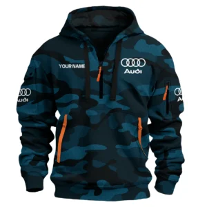 Audi Exclusive Logo Hoodie Half Zipper Car QTCAR180605A1AUD - Navy Blue