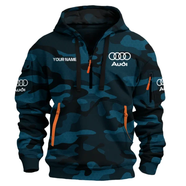 Audi Exclusive Logo Hoodie Half Zipper Car QTCAR180605A1AUD - Navy Blue