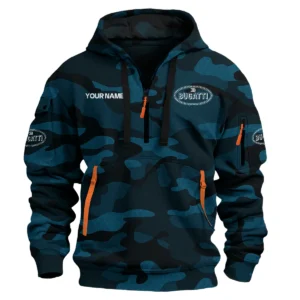 Bugatti Exclusive Logo Hoodie Half Zipper Car QTCAR180605A1BUG - Navy Blue