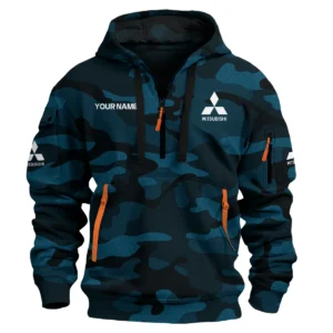 Mitsubishi Exclusive Logo Hoodie Half Zipper Car QTCAR180605A1MIT - Navy Blue