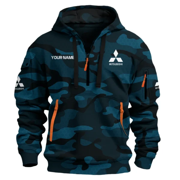 Mitsubishi Exclusive Logo Hoodie Half Zipper Car QTCAR180605A1MIT - Navy Blue