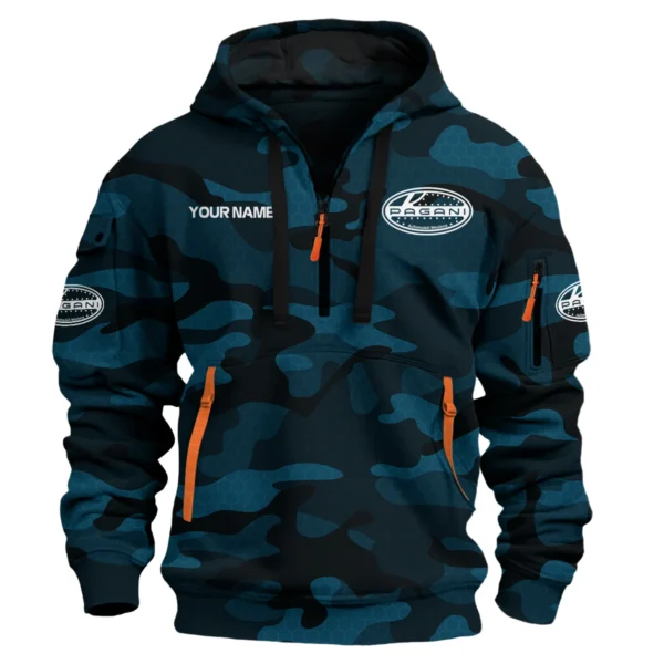 Pagani Exclusive Logo Hoodie Half Zipper Car QTCAR180605A1PAG - Navy Blue