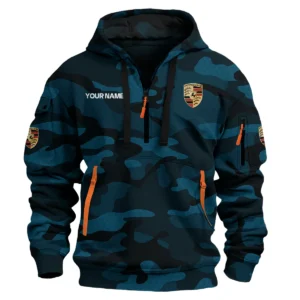 Porsche Exclusive Logo Hoodie Half Zipper Car QTCAR180605A1POR - Navy Blue